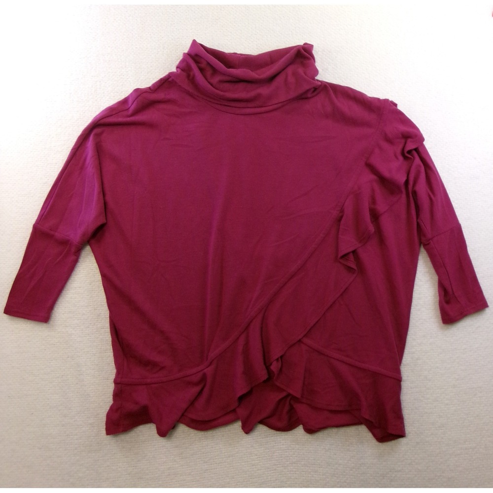 Grace Elements Cowl Neck Top Women S Magenta Berry Good‎ Ruffle Dolman Sleeve